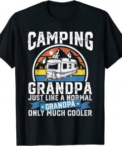 Mens Camping Grandpa Funny Camper RV Retro Papa Outdoors Gift T-Shirt